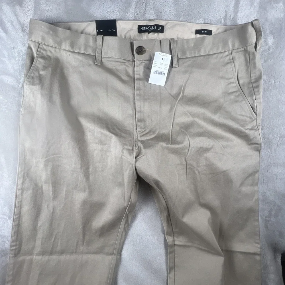 J Crew Mercantile Flex Mens 38x32 Beige Athletic Fit Chino Pants Khakis Slacks